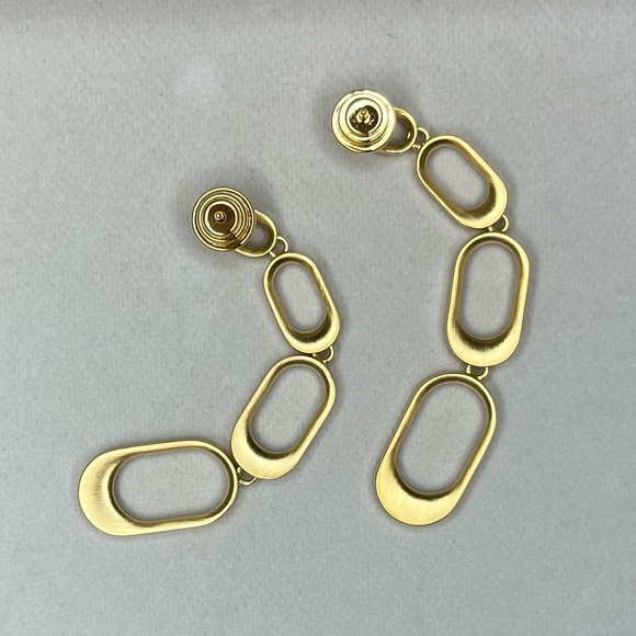 New! Dean Davidson Brushed Gold Bleecker Statement Drop Earrings - Picture 4 of 5